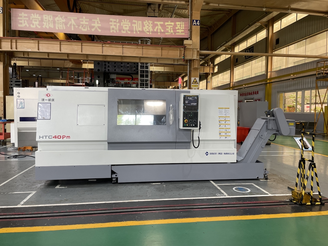 Großes CNC-Drehwerk HTC40P Schiebeführer Schiene Fanuc Drehwerk 12 Station Turm Schrägbett CNC-Drehwerk