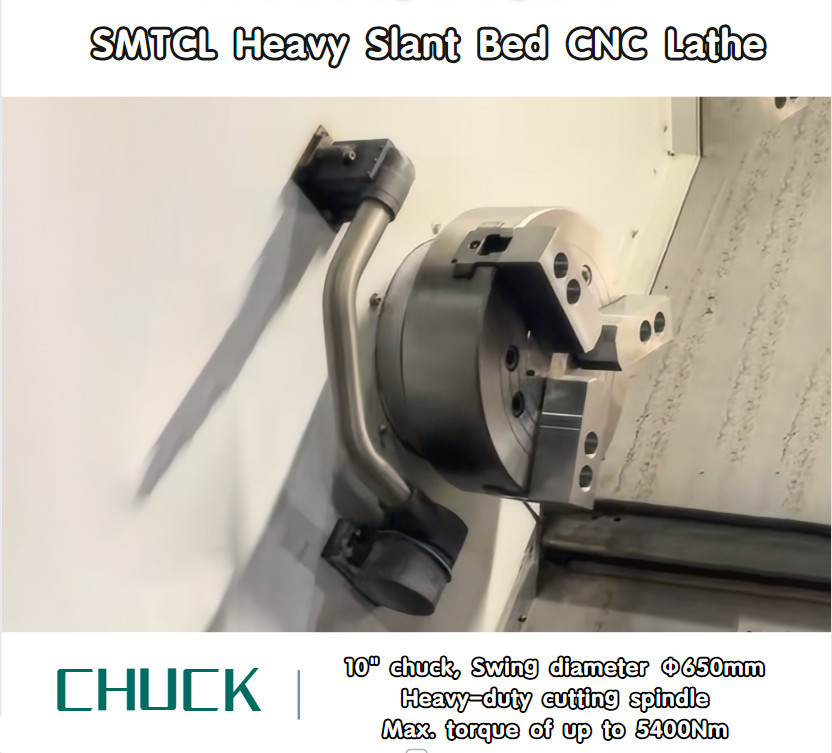 Universal CNC Horizontale Drehmaschine HTC50Q Hochdrehmoment Spindel SMTCL Schweren Schrägbett CNC Drehmaschine